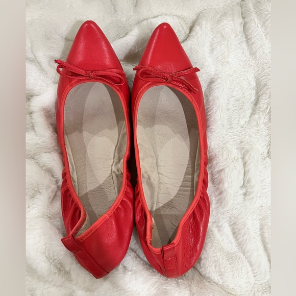 Shoes - Ballet Flat rubber comfort sole Red